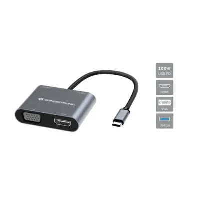 Docking Usb-c Conceptronic Donn016 1xhdmi 4k 1xvga 1xusb-c Pd Docking Usb-c Conceptronic Donn016 1xhdmi 4k 1xvga 1xusb-c Pd