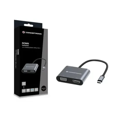 Docking Usb-c Conceptronic Donn016 1xhdmi 4k 1xvga 1xusb-c Pd Docking Usb-c Conceptronic Donn016 1xhdmi 4k 1xvga 1xusb-c Pd