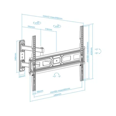TooQ LP7863TN-B Soporte de Pared Giratorio/Inclinable para TV