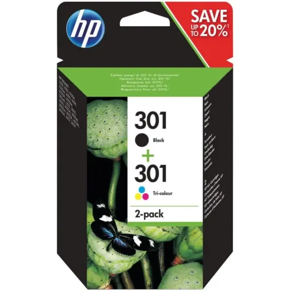HP 301 Multipack Ahorro Negro y Tricolor N9J72AE - Cartuchos de Tinta Originales