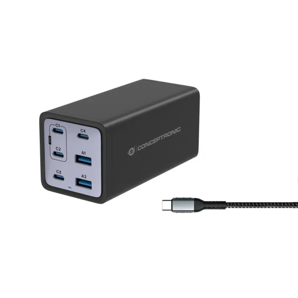 Cargador Conceptronic 200w Usb-cx4 Usb-ax4 Quickcharge 3.0 Pd 3.1