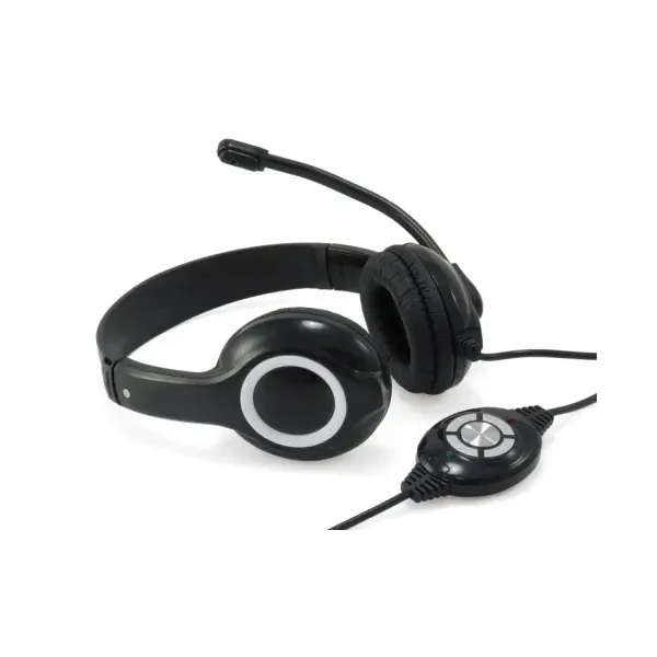 Headset Conceptronic Chatstar2u2b Usb Microfono Flexible Control De Volumen Color Negro/blanco