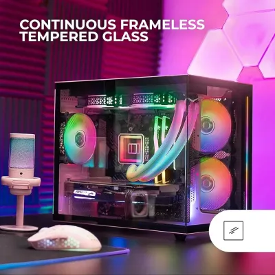 Mars Gaming MC-VIEW Minitorre Cristal Templado USB 3.0 Rosa