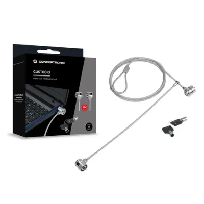 Cable De Seguridad Conceptronic Con Doble Cabezal Y Llave 1.5m Cable De Seguridad Conceptronic Con Doble Cabezal Y Llave 1.5m