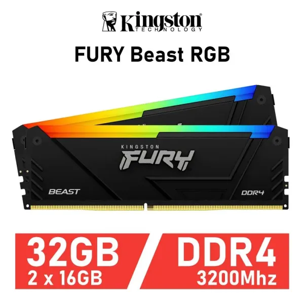 Kingston FURY Beast RGB KIT 32GB DDR4 3200MHz XMP CL16 (2x16GB)