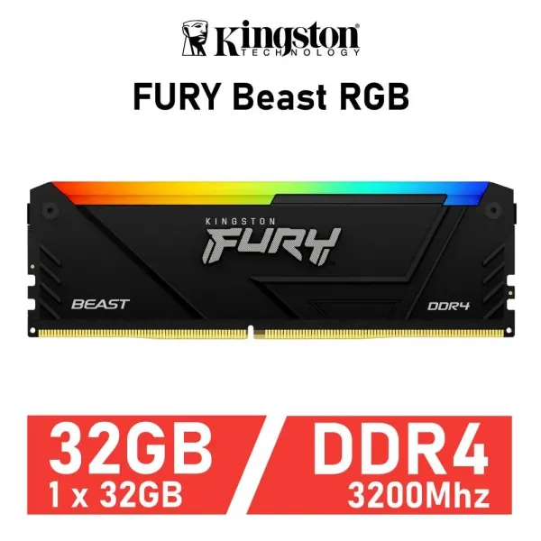 Kingston FURY Beast RGB 32GB DDR4 3200MHz XMP 1.35v CL16