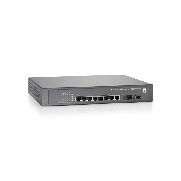 LevelOne GEP-1020 Switch Gigabit Ethernet 8x RJ-45, 2x SFP, 140W PoE+