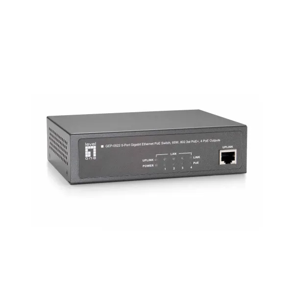 LevelOne GEP-0522 Switch Gigabit Ethernet 5x RJ-45, 65W PoE+
