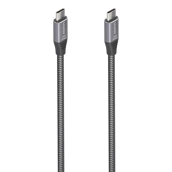 Cable USB 3.2 Tipo-C Aisens A107-0875/ USB Tipo-C Macho - USB Tipo-C Macho/ Hasta 100W/ 20Gbps/ 3m/ Gris
