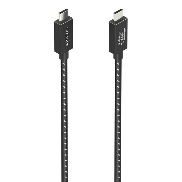 Cable USB 4.0 Tipo-C Aisens A156-0868/ USB Tipo-C Macho - USB Tipo-C Macho/ Hasta 240W/ 40Gbps/ 1.5m/ Gris