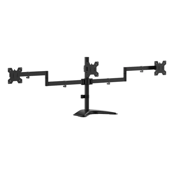 Aisens Soporte de Mesa con Peana Eco Giratorio e Inclinable para 3 Monitores 10kg de 13-27 Negro 