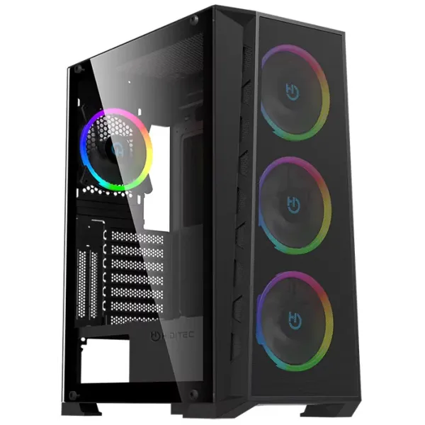 Hiditec MH12 METAL MESH Caja Gaming ATX con 4x Vent.ARGB,Cristal lateral,USB-C