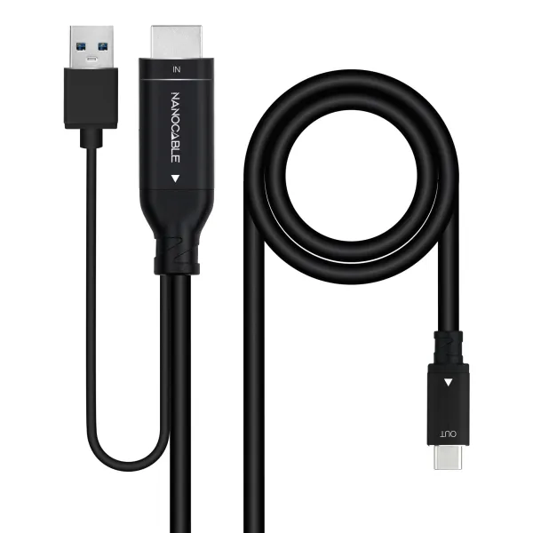 Nanocable Cable DisplayPort Macho a USB-C Macho 1.8m Negro 