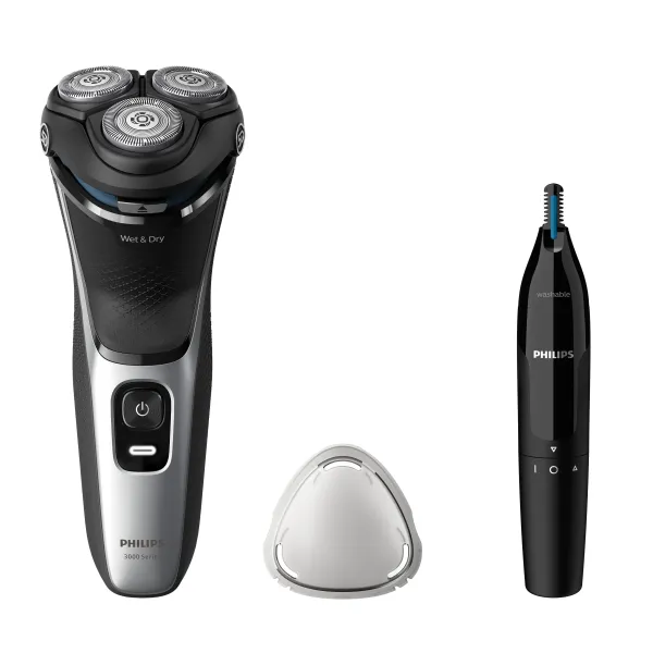 Philips Shaver 3000 Series S3143/02 Afeitadora Eléctrica en Seco/Mojado + Recortador de Nariz/Orejas