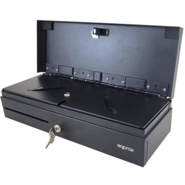 Approx appCASH02FLIPTOP Cajón Portamonedas Compacto Manual y Automático RJ-11/RJ-12 Negro