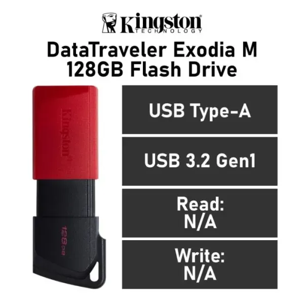 Kingston DataTraveler Exodia M 128GB USB 3.2 Gen1 Negro/Rojo