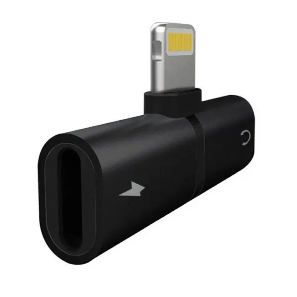 Myway Splitter Cargador y Adaptador para Auriculares Lightning Negro 