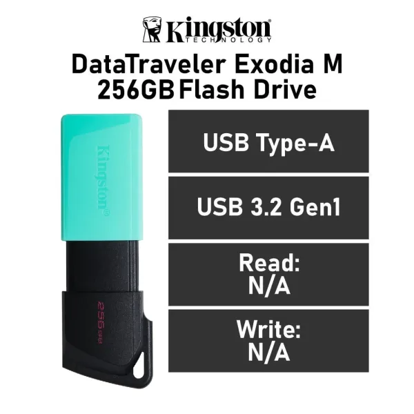 Kingston DataTraveler Exodia M 256GB USB 3.2 Gen1 Negro/Turquesa