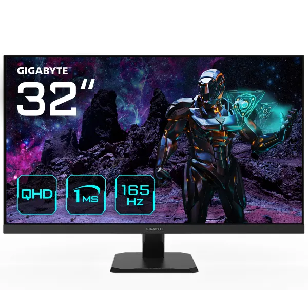 GIGABYTE GS32Q 31.5" Monitor de Juego QHD - 2560 x 1440, 165Hz, 1ms, 300 cd/m², FreeSync Premium, HDR Ready, HDMI 2.0, Displaypo
