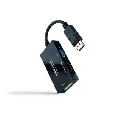 Nanocable Conversor DisplayPort a HDMI/DVI/VGA 20cm Negro Nanocable Conversor DisplayPort a HDMI/DVI/VGA 20cm Negro