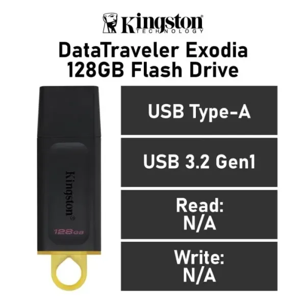 Kingston DataTraveler Exodia 128GB USB 3.2 Negro/Amarillo