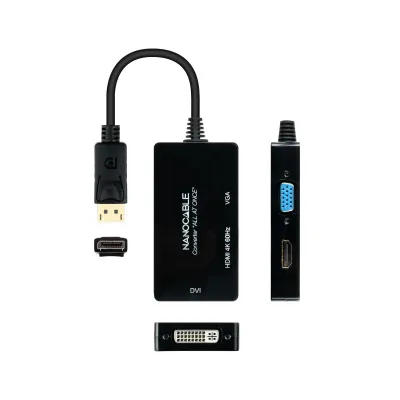 Nanocable Conversor DisplayPort a HDMI/DVI/VGA 20cm Negro Nanocable Conversor DisplayPort a HDMI/DVI/VGA 20cm Negro