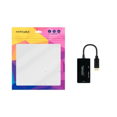 Nanocable Conversor DisplayPort a HDMI/DVI/VGA 20cm Negro Nanocable Conversor DisplayPort a HDMI/DVI/VGA 20cm Negro