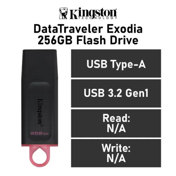 Kingston DataTraveler Exodia 256GB USB 3.2 Negro/Red Pink