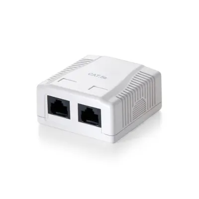 Roseta de Superficie Cat5e 2 Conectores Red Hembra RJ-45