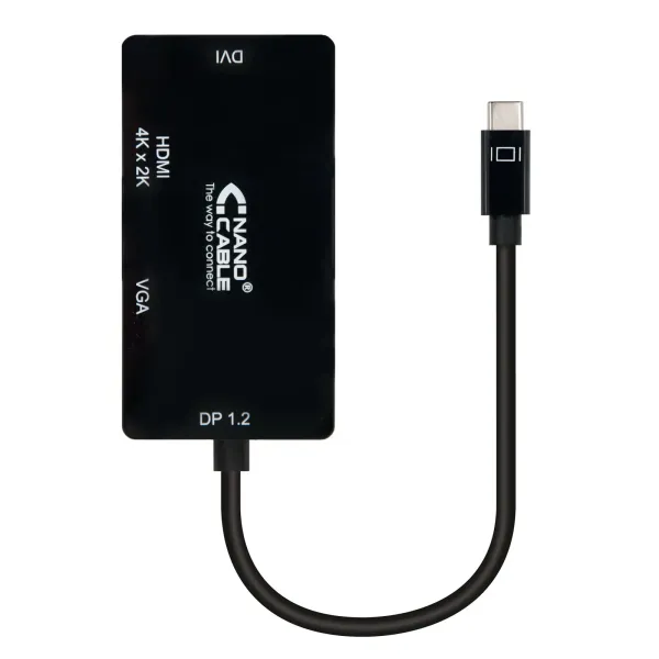Nanocable Conversor USB-C a VGA/DVI/HDMI USB-C/M-VGA/H-DVI/H-HDMI/H Negro 10 cm