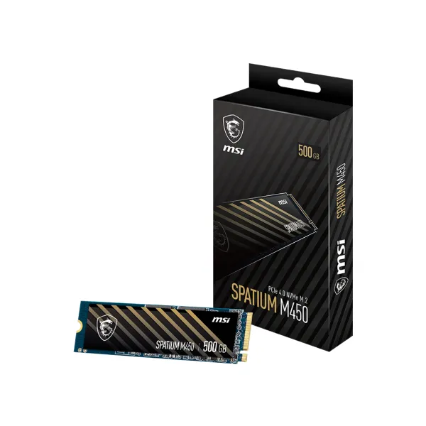 Disco Duro MSI SPATIUM M450 500GB Disco SSD 3600MB/s NVMe PCIe 4.0 M.2 Gen4 3D NAND