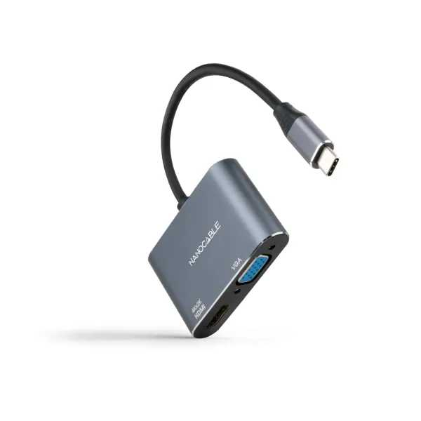 Nanocable Conversor HDMI Hembra a VGA Hembra 15cm Gris
