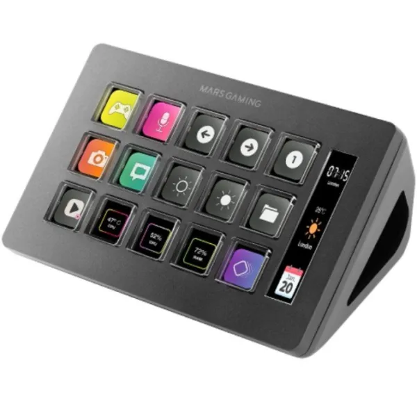 Mars Gaming MSD-ONE Control Deck Slim 15 Teclas Personalizables Pantalla LCD Windows y MacOS Negro