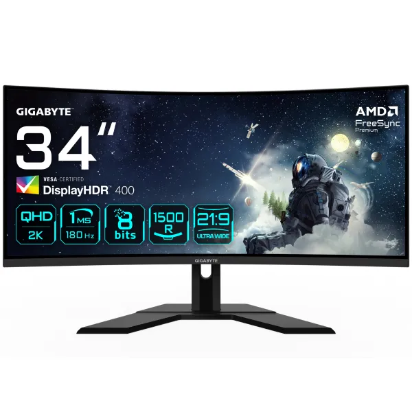 Gigabyte G34WQCP 34" LED VA UltraWide QHD 180Hz HDR 400 FreeSync Premium Curva