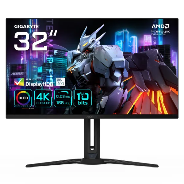 Monitor Gigabyte AORUS FO32U EK 31.5" QD-OLED UltraHD 4K 165Hz 0.03ms Altura Ajustable FreeSync Prem