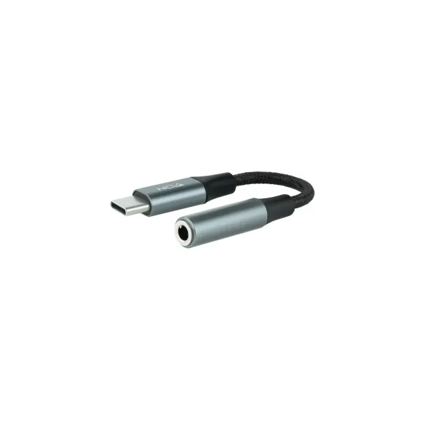 Nanocable Adaptador de Audio USB-C a Jack 3.5 Macho/Hembra 11cm Gris/Negro