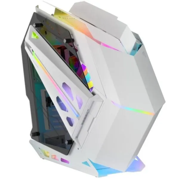 Torre PC Mars Gaming MC-TITAN Caja Gaming RGB XXL ATX Doble Tira LED Iluminación Frontal ARGB Blanco