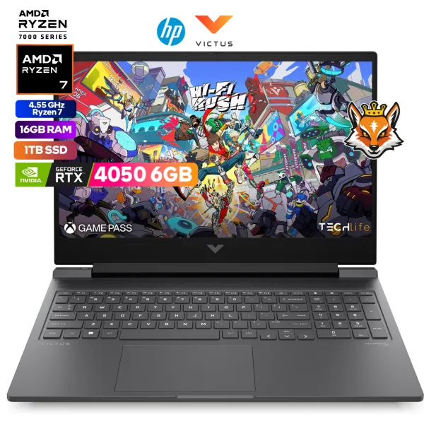 HP Victus Gaming 15-FB2010NS AMD Ryzen 7-8845HS 16GB 1TB RTX 4050 6GB 15.6" 144Hz Negro FreeDOS