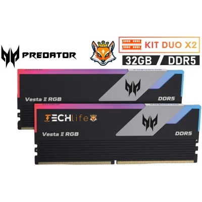 Memoria RAM Acer Predator Vesta II RGB DDR5 6000MHz 32GB 2x16GB