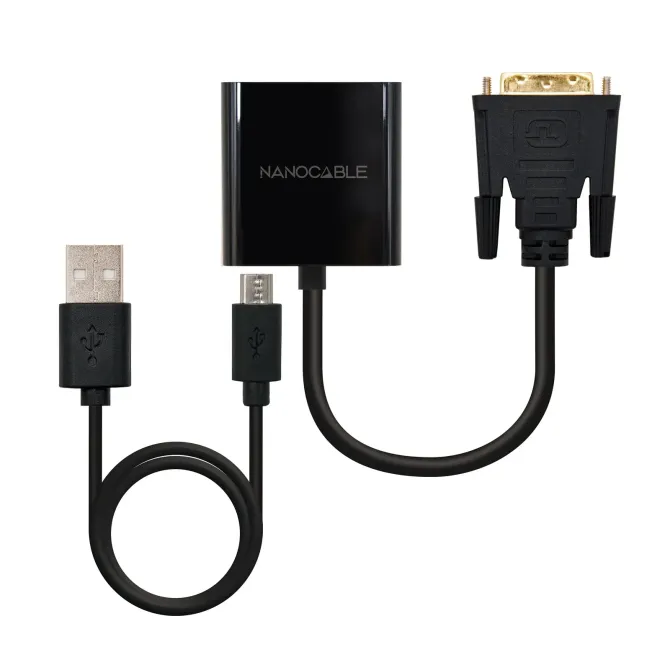 NanoCable Adaptador Conversor DVI a VGA Macho-Hembra