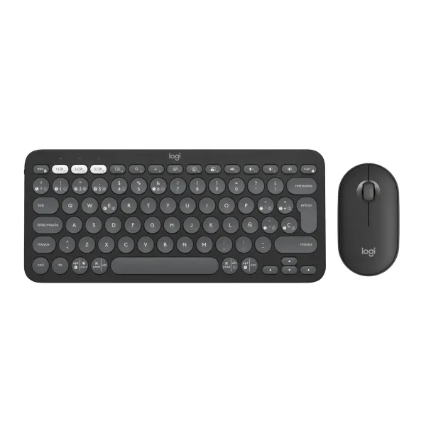 Logitech Pebble 2 Grafito Kit teclado y ratón Bluetooth+Logi Bolt Windows, macOS, iPadOS, Chrome