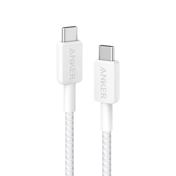 Anker Cable de Nylon 60W USB-C a USB-C 0.9m Blanco 