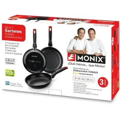 Pack 3 Sarténes Monix Hermanos Torres M240000/ Ø18cm/ Ø22cm/ Pack 3 Sarténes Monix Hermanos Torres M240000/ Ø18cm/ Ø22cm/