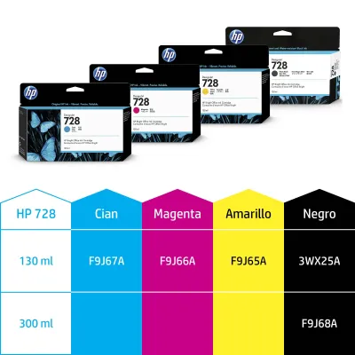 HP Cartucho de tinta DesignJet 728 negro mate de 300 ml HP Cartucho de tinta DesignJet 728 negro mate de 300 ml