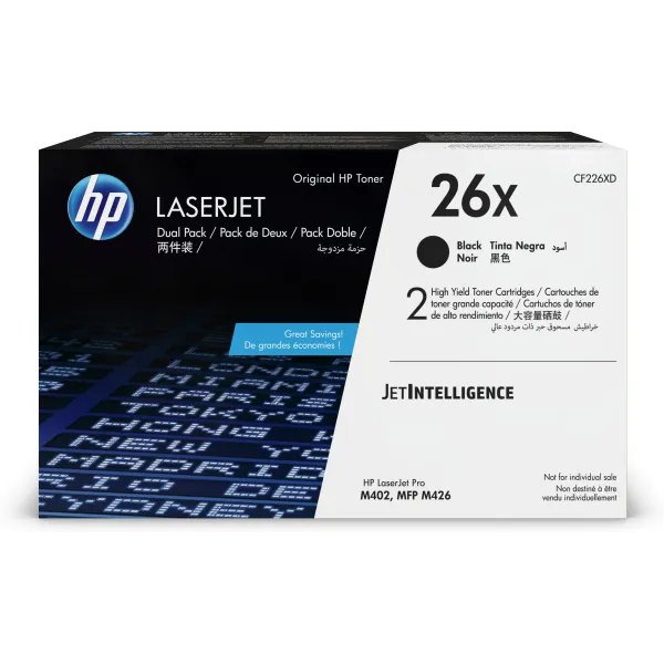 HP Paquete de 2 cartuchos de tóner negro Originales LaserJet 26X de alta capacidad