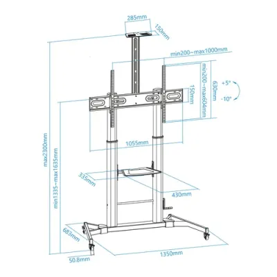 TooQ Zeus FS20400M-B Soporte de Suelo Regulable para TV TooQ Zeus FS20400M-B Soporte de Suelo Regulable para TV