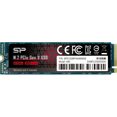 Silicon Power P34A80 512GB SSD M.2 PCIe Gen3x4 NVMe a 3400MB/s Silicon Power P34A80 512GB SSD M.2 PCIe Gen3x4 NVMe a 3400MB/s
