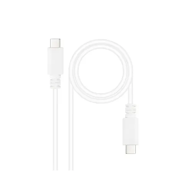 Cable USB 2.0 Tipo-C Nanocable 10.01.2301-W/ USB Tipo-C Macho - USB Tipo-C Macho/ 480Mbps/ 1m/ Blanco