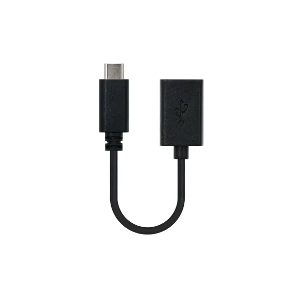 Nanocable Cable USB 2.0 Tipo C a USB Tipo A Macho/Hembra 15cm Negro