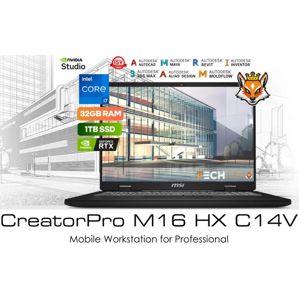 MSI Creator M16 HX C14VFG-094ES - Intel Core i7-14700HX 32GB 1TB RTX4050 6GB 16" QHD+ W11